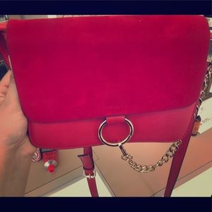 Red gorgeous suede & leather bag